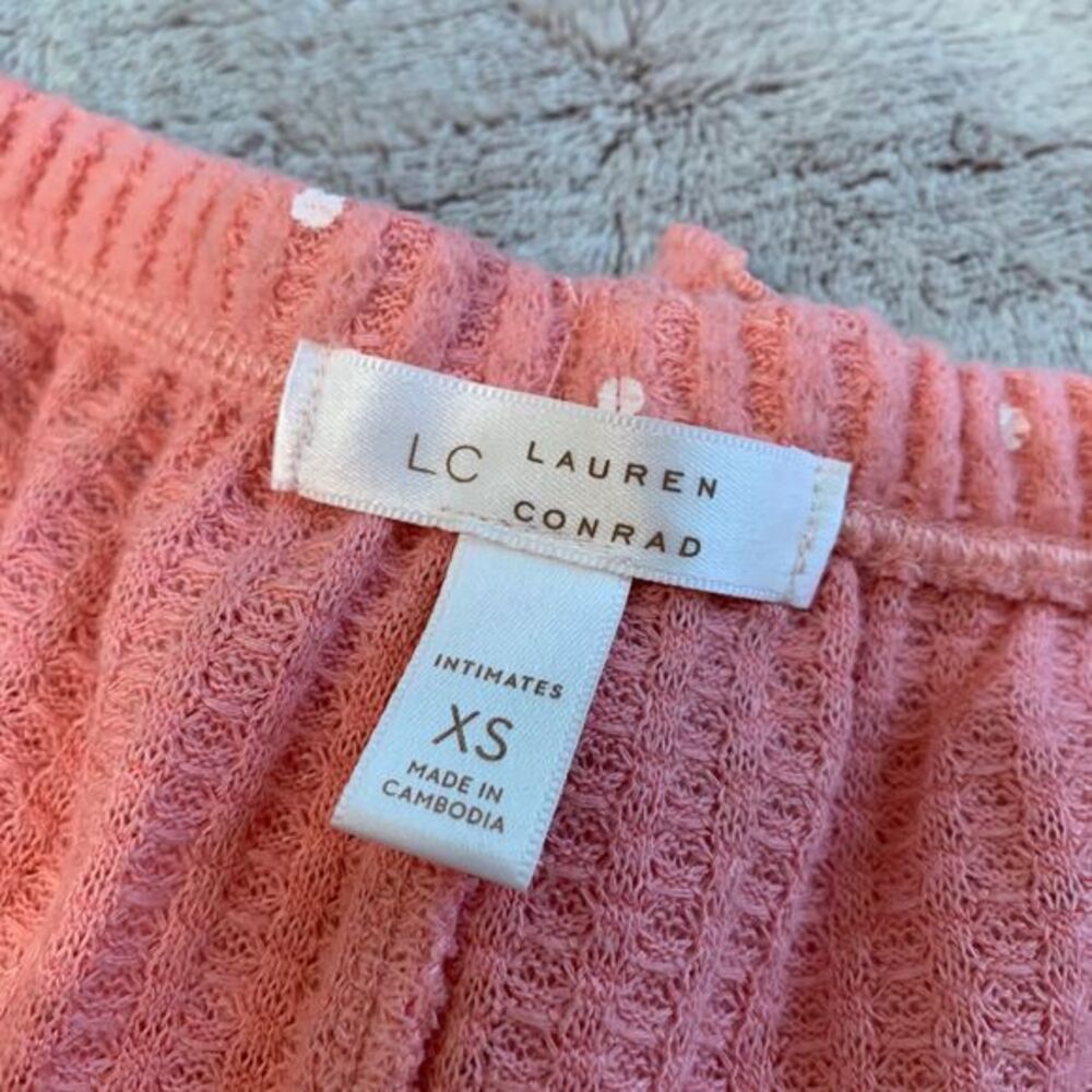 LC Lauren Conrad Intimates Polka Dot Waffle Knit Pink - Size XS Pajama Shorts - Picture 3 of 5